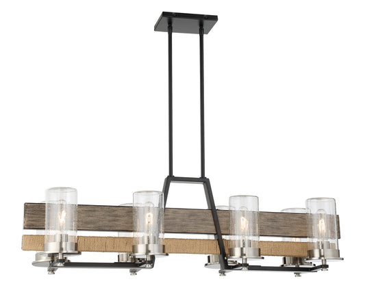 Silver Creek Eight Light Island Pendant in Stone Grey, Coal And Brushed Nickel