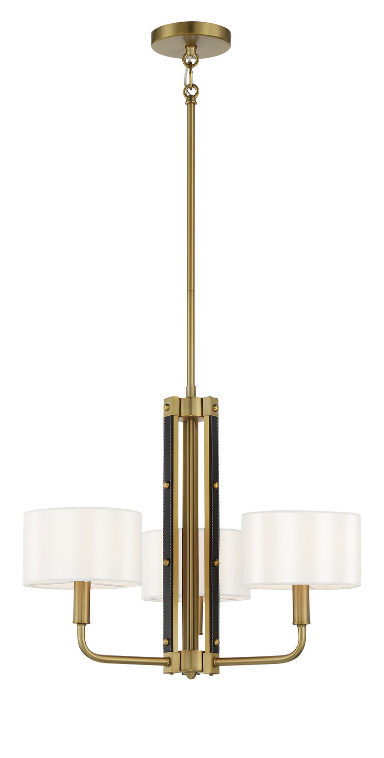 Chelsea by Robin Baron Three Light Chandelier in Soft Brass