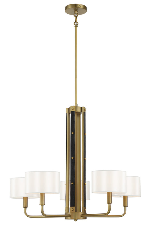 Chelsea by Robin Baron Five Light Chandelier in Soft Brass