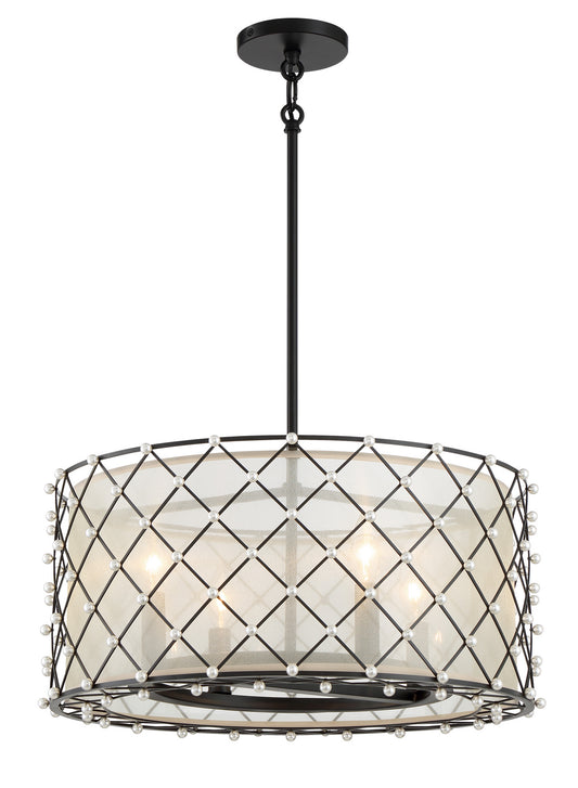 Sheer Elegance Four Light Convertible Pendant in Coal