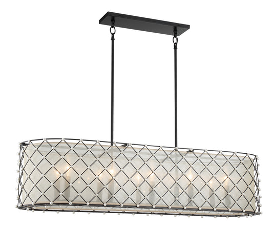 Sheer Elegance Ten Light Island Pendant in Coal