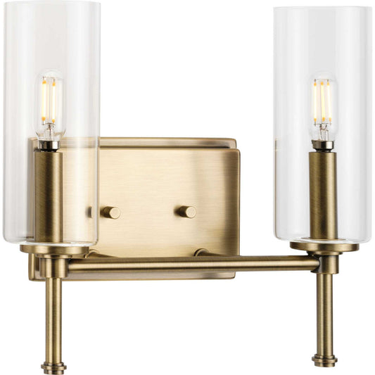 Elara Two Light Bath Vanity in Vintage Brass