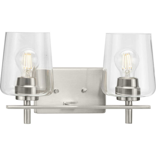 Calais Two Light Bath Vanity in Brushed Nickel