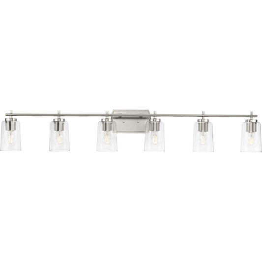 Adley Six Light Bath Vanity in Brushed Nickel