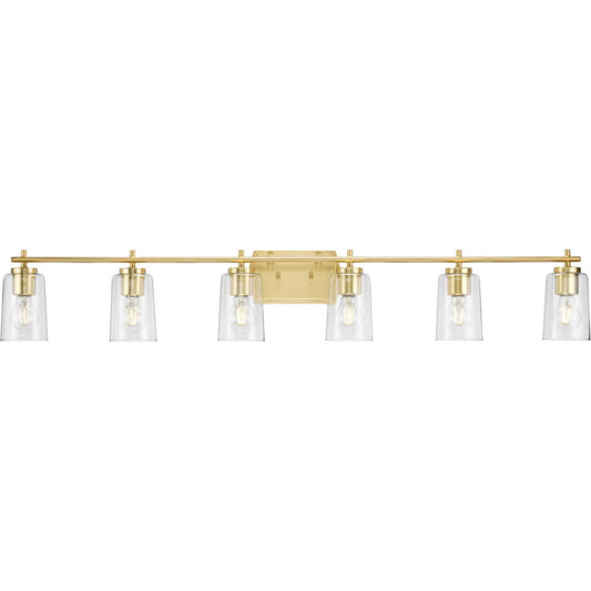 Adley Six Light Bath Vanity in Satin Brass