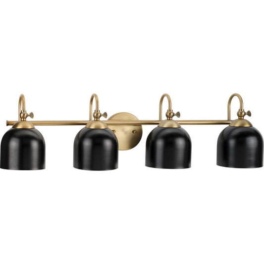 Dalton Four Light Bath Vanity in Vintage Brass
