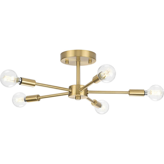 Progress Lighting - P350219-109 - Five Light Semi-Flush Mount - Delayne - Brushed Bronze