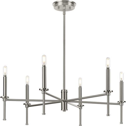 Elara Six Light Chandelier in Brushed Nickel