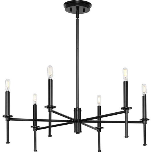 Elara Six Light Chandelier in Matte Black