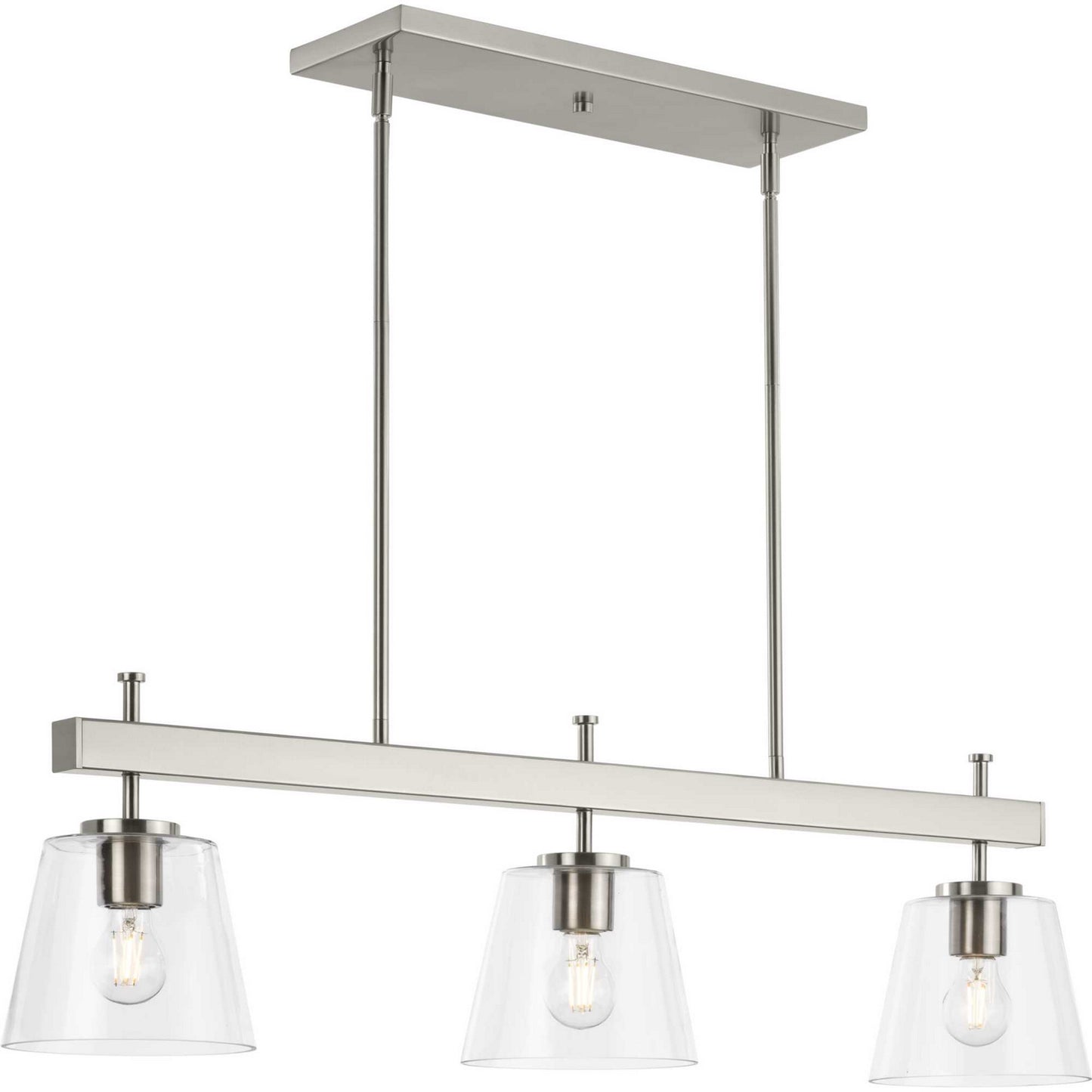 Saffert Three Light Linear Island Chandelier in Brushed Nickel