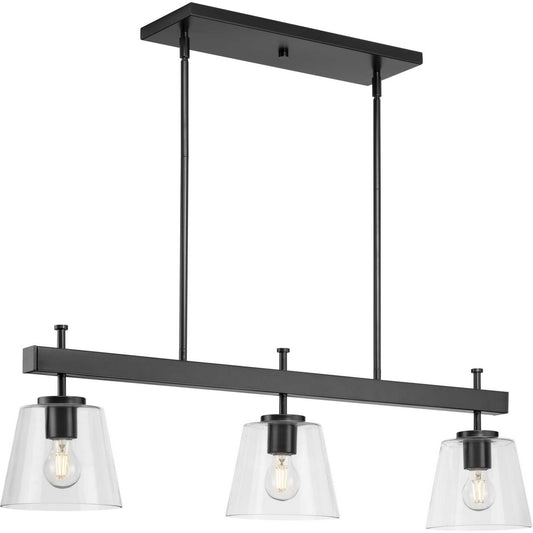 Saffert Three Light Linear Island Chandelier in Matte Black