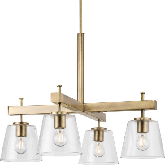 Saffert Four Light Chandelier in Vintage Brass