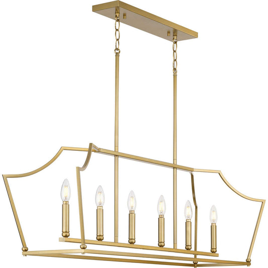 Parkhurst Six Light Linear Island Chandelier in Brushed Bronze