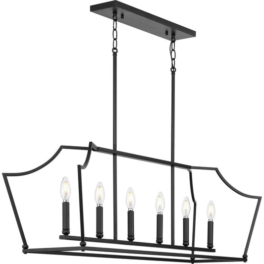 Parkhurst Six Light Linear Island Chandelier in Matte Black