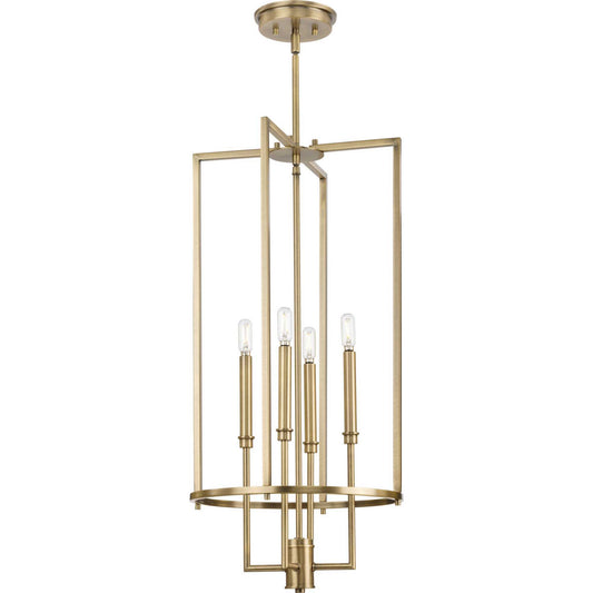 Elara Four Light Foyer Chandelier in Vintage Brass