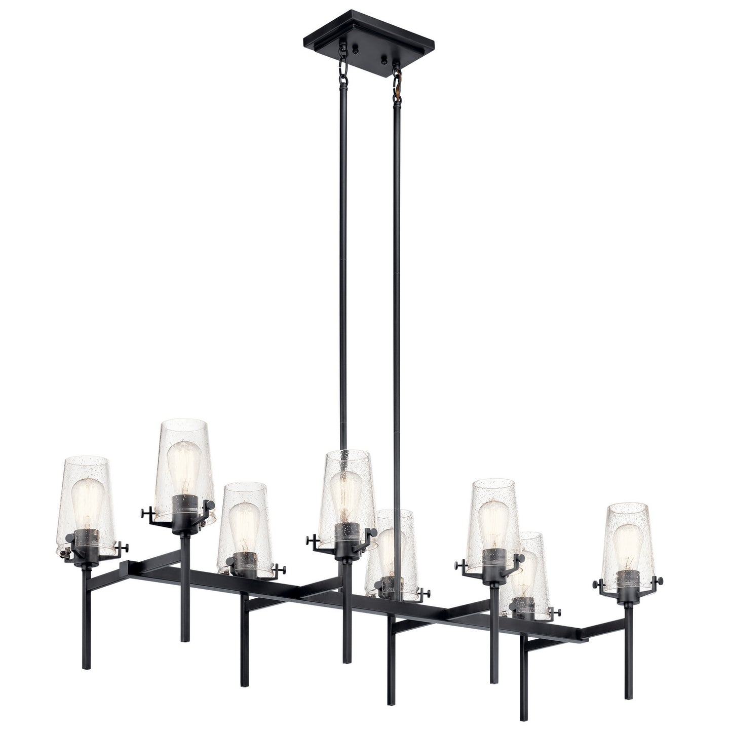 Alton Eight Light Linear Chandelier in Black