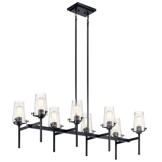 Alton Eight Light Linear Chandelier in Black