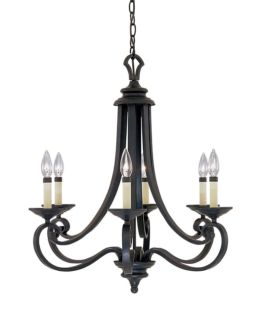 Barcelona Six Light Chandelier in Natural Iron