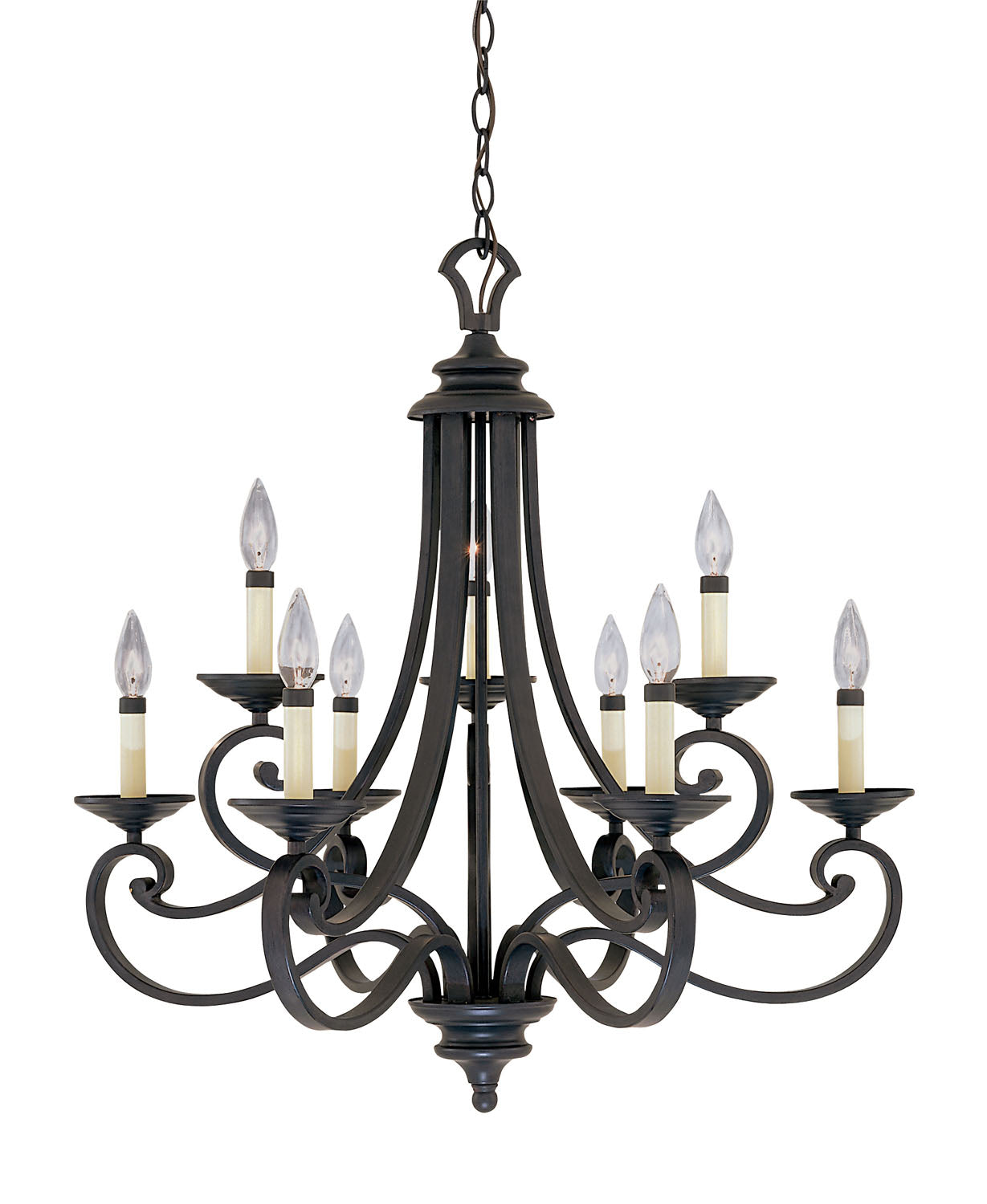 Barcelona Nine Light Chandelier in Natural Iron