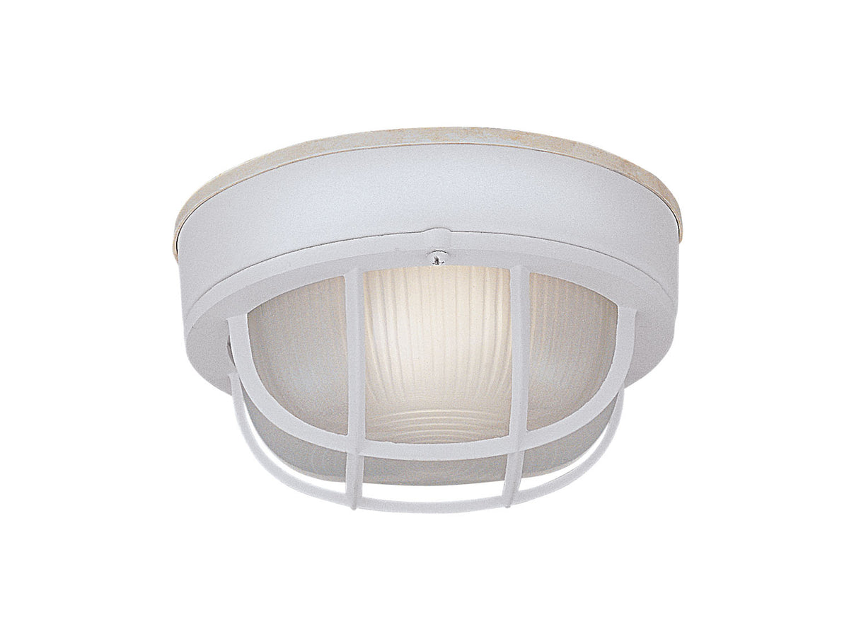 Bulkhead One Light Bulkhead w/Guard in White