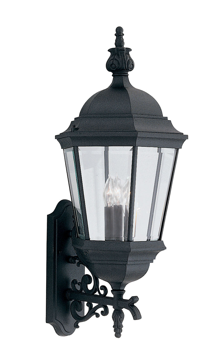 Builder Cast Aluminum Three Light Wall Lantern in Black