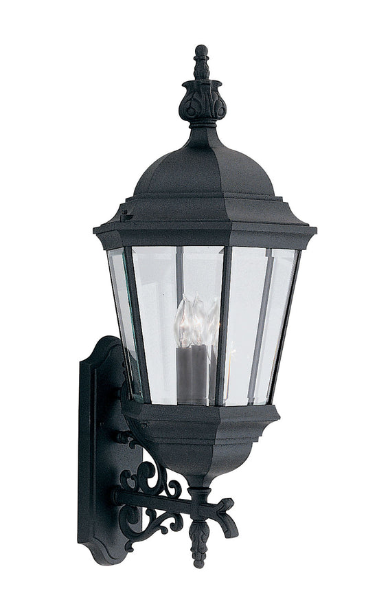 Builder Cast Aluminum Three Light Wall Lantern in Black