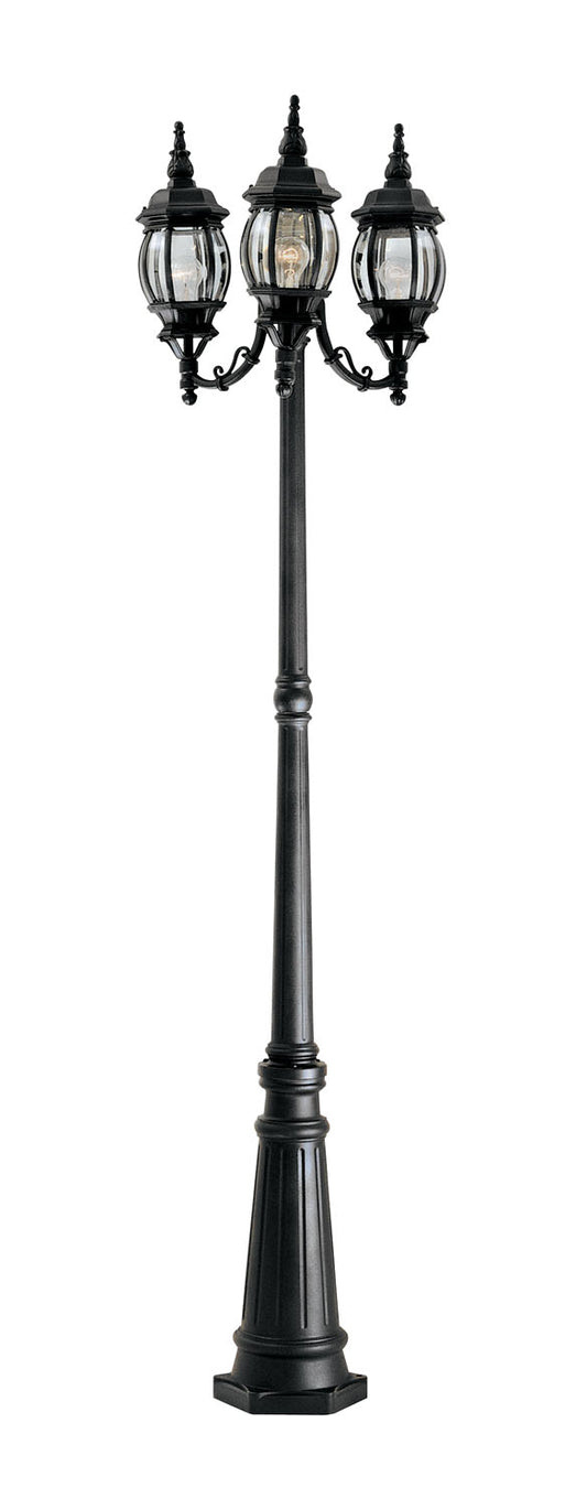 Riviera Three Light Post Lantern in Black