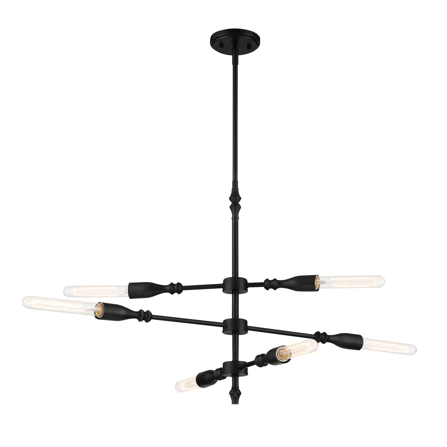 Louise Six Light Island Pendant in Matte Black