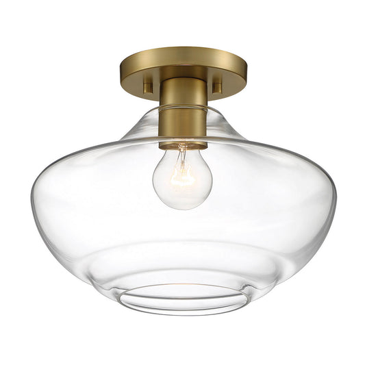 Emma One Light Semi Flush Mount in Brushed Gold