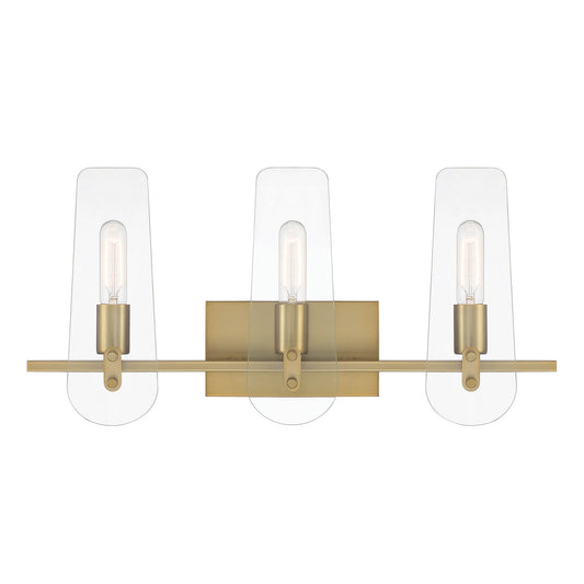 Bergen Beach Three Light Vanity in Brushed Gold