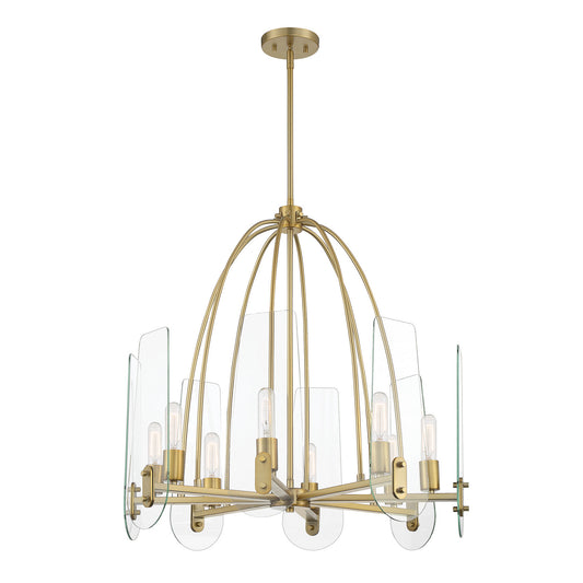 Bergen Beach Eight Light Chandelier in Brushed Gold