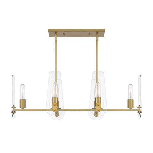 Bergen Beach Six Light Island Pendant in Brushed Gold