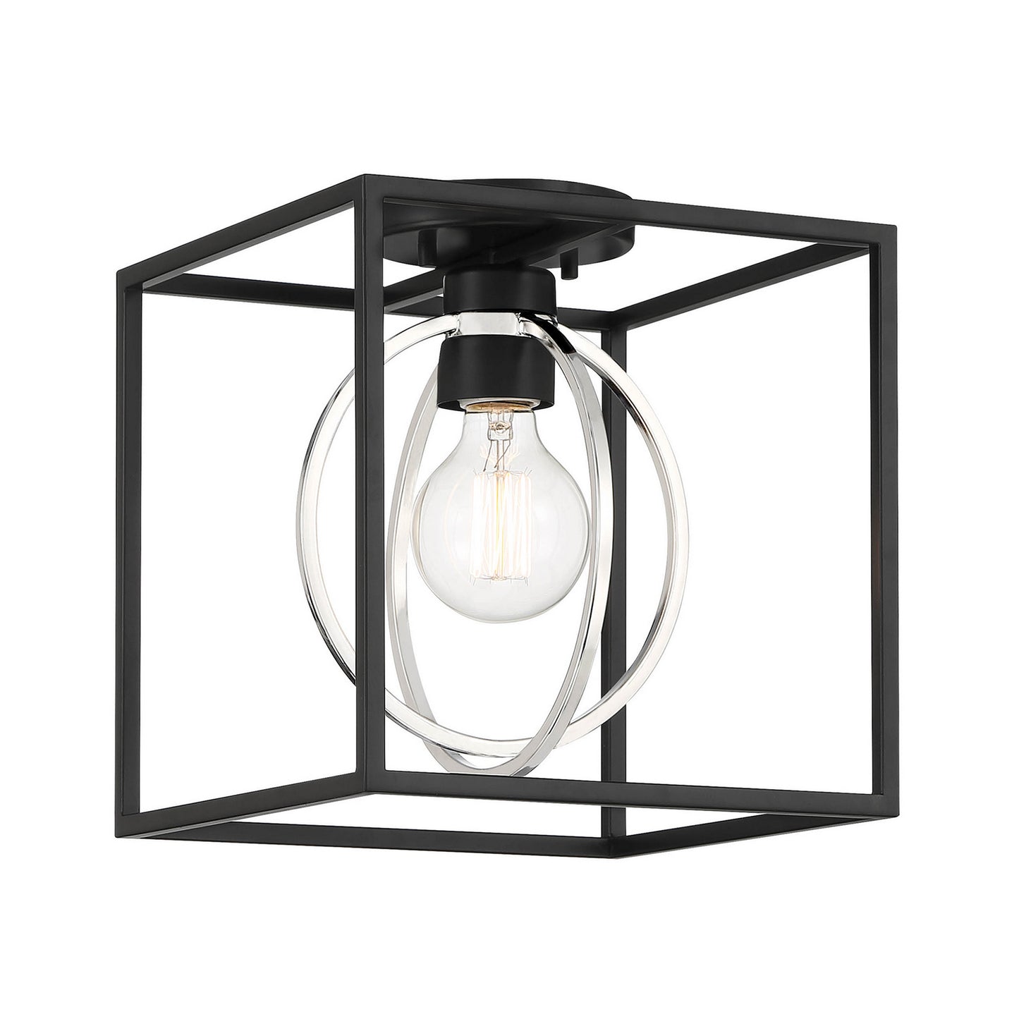 Kew Gardens One Light Semi Flush Mount in Matte Black