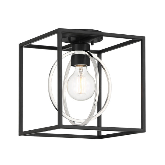 Kew Gardens One Light Semi Flush Mount in Matte Black