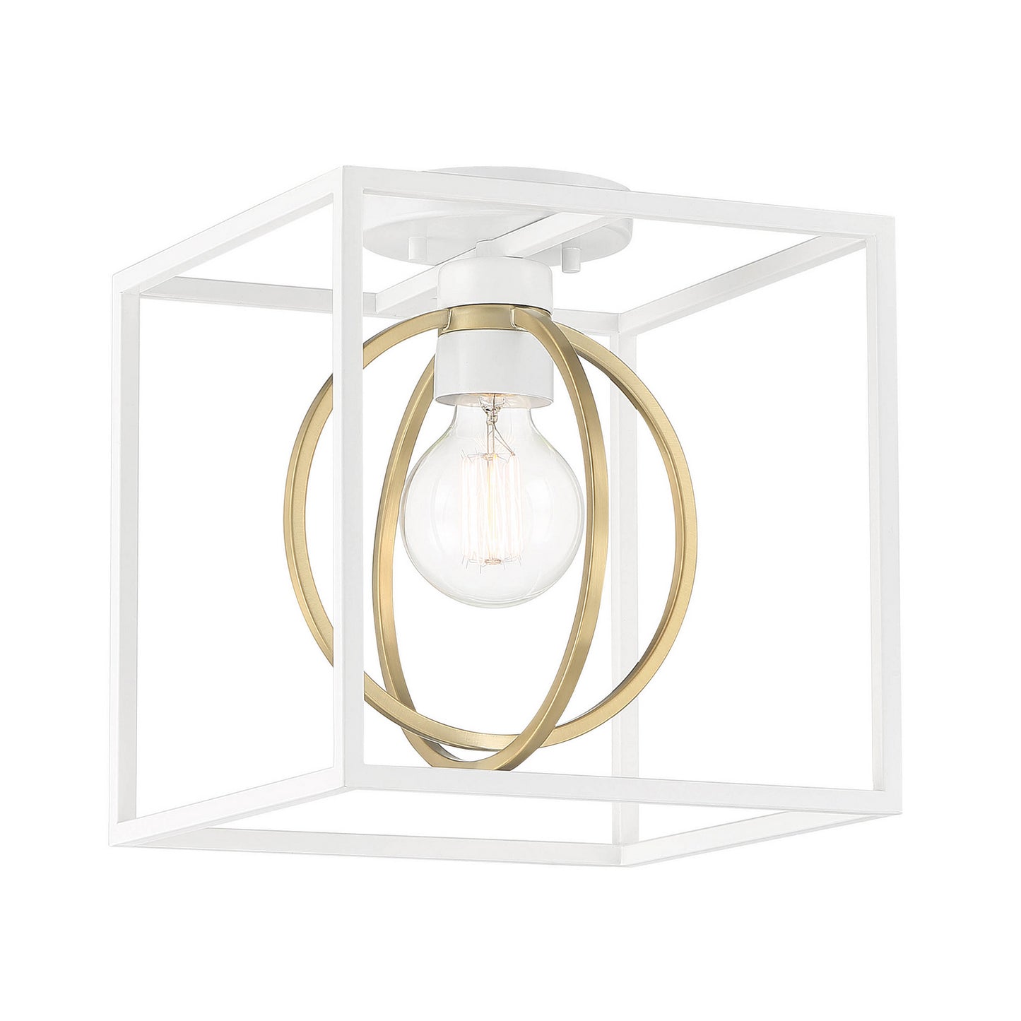 Kew Gardens One Light Semi Flush Mount in Matte White