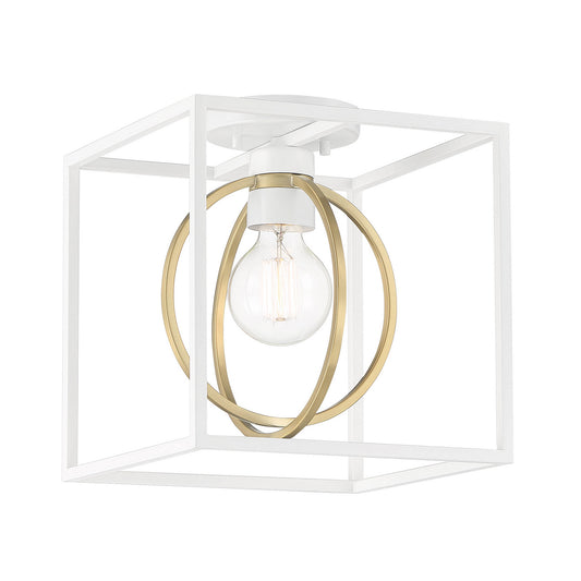 Kew Gardens One Light Semi Flush Mount in Matte White