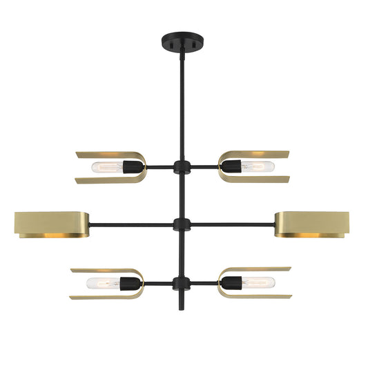 U Turn Six Light Island Pendant in Matte Black