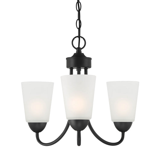 Malone Three Light Chandelier in Matte Black
