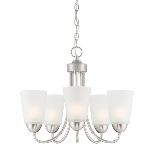 Malone Five Light Chandelier in Brushed Nickel