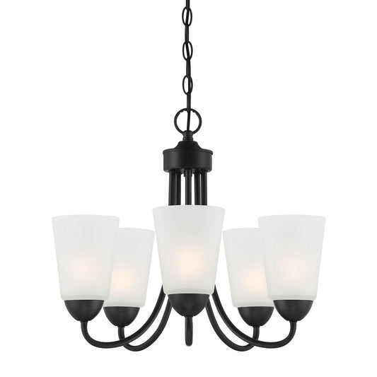 Malone Five Light Chandelier in Matte Black
