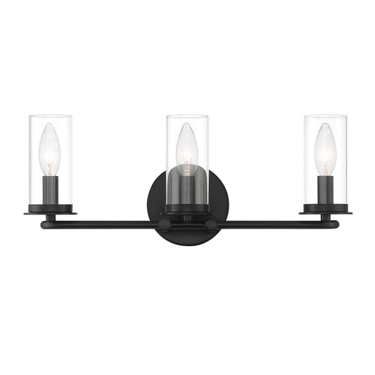 Hudson Heights Three Light Vanity in Matte Black