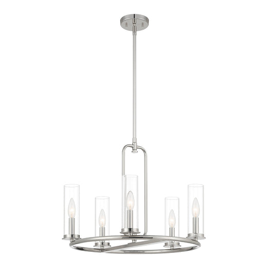 Hudson Heights Five Light Chandelier in Polished Nickel