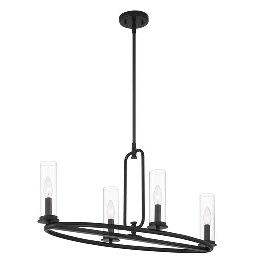 Hudson Heights Four Light Island Pendant in Matte Black
