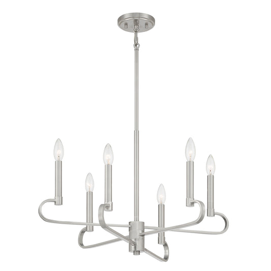 Summit Six Light Chandelier in Brushed Nickel