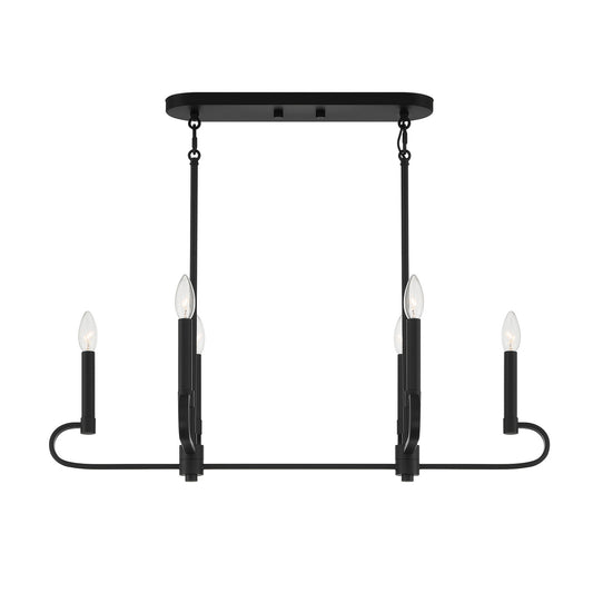 Summit Six Light Island Pendant in Matte Black