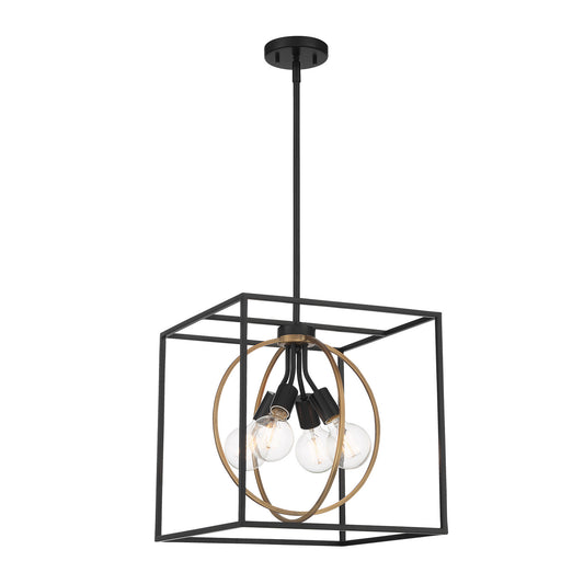 Kew Gardens Four Light Pendant in Matte Black