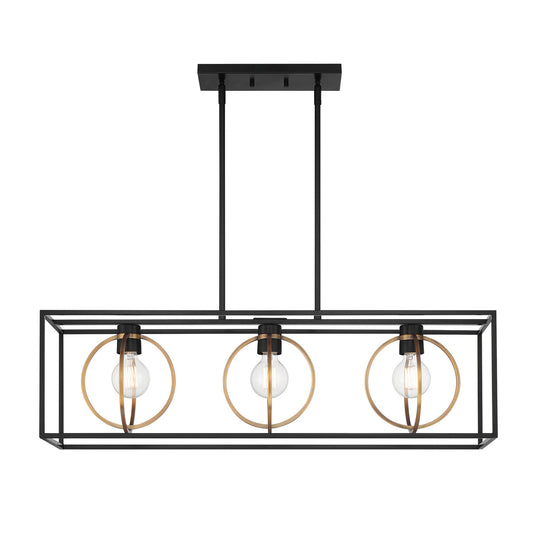 Kew Gardens Three Light Island Pendant in Matte Black
