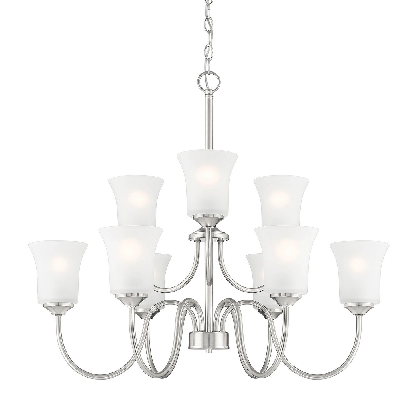 Bronson Nine Light Chandelier in Brushed Nickel