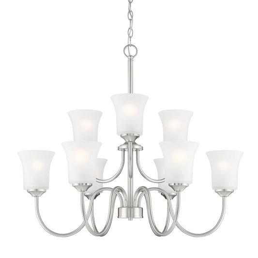 Bronson Nine Light Chandelier in Brushed Nickel