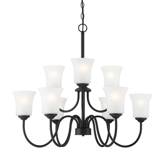 Bronson Nine Light Chandelier in Matte Black